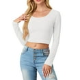 thumbnail image 2 of Cueply Womens Long Sleeve Shirts Spring Fall Fashion 2025 Basic Crop Tops Going Out Square Neck Tees Shirts Workout Outfits Y2k Clothes, 2 of 6