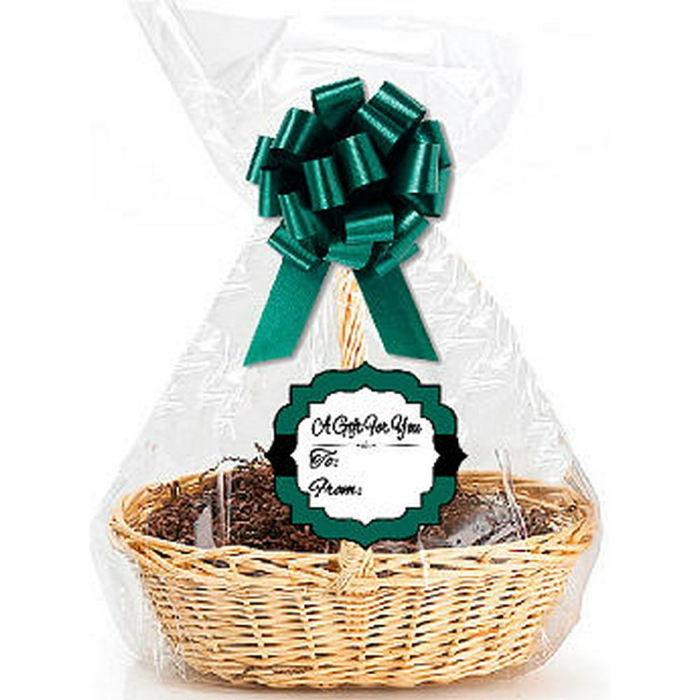 Dark Green 2Pack Designer Cello Bags / Tags / Bows Cellophane Extra