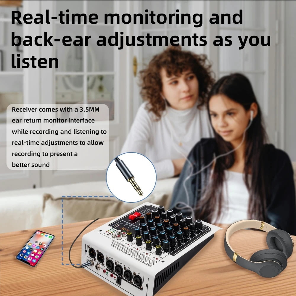 6 Channel DJ Controller Sound Mixer USB Recording Computer Delay Repeat Effect Sound Card