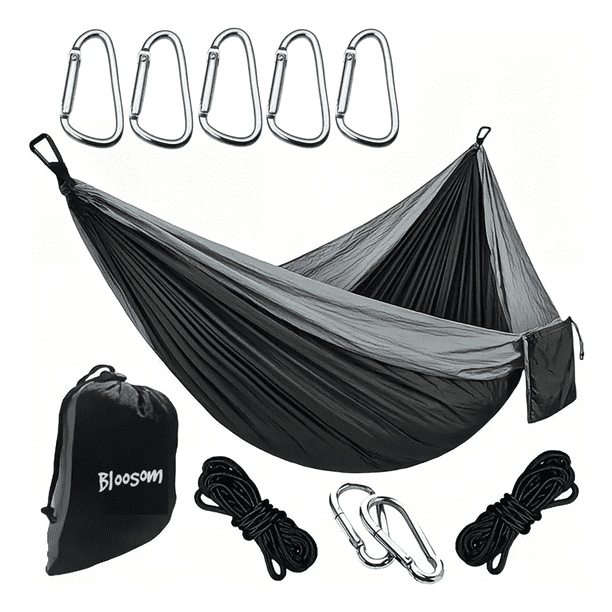 Hamaca Algodón Bloosom Para Exterior Jardín Camping Portátil Mueble Negro