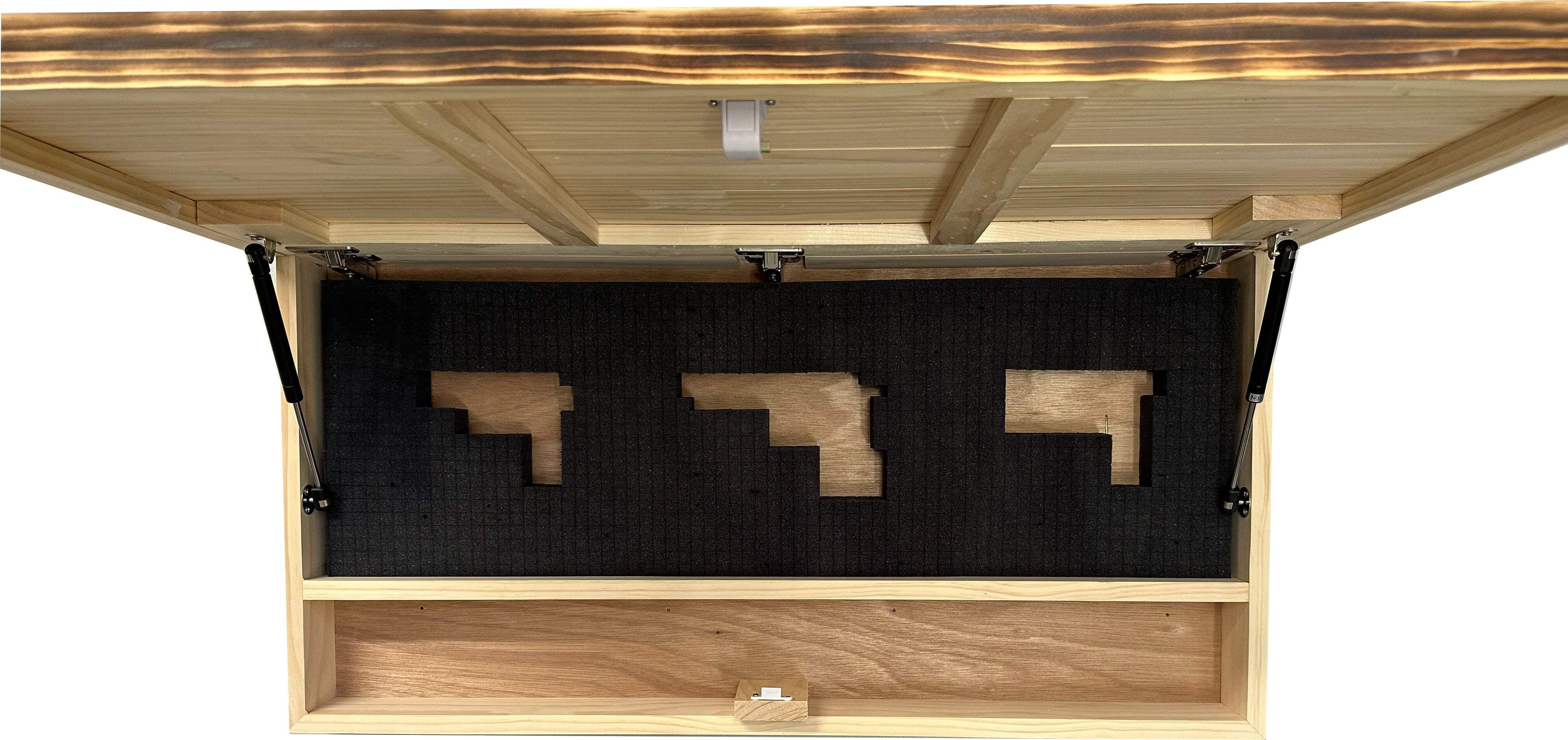 American Flag Challenge Coin Display and Hidden Gun Cabinet, Military Coin Holder Holds 100 Coins by Bellewood Designs