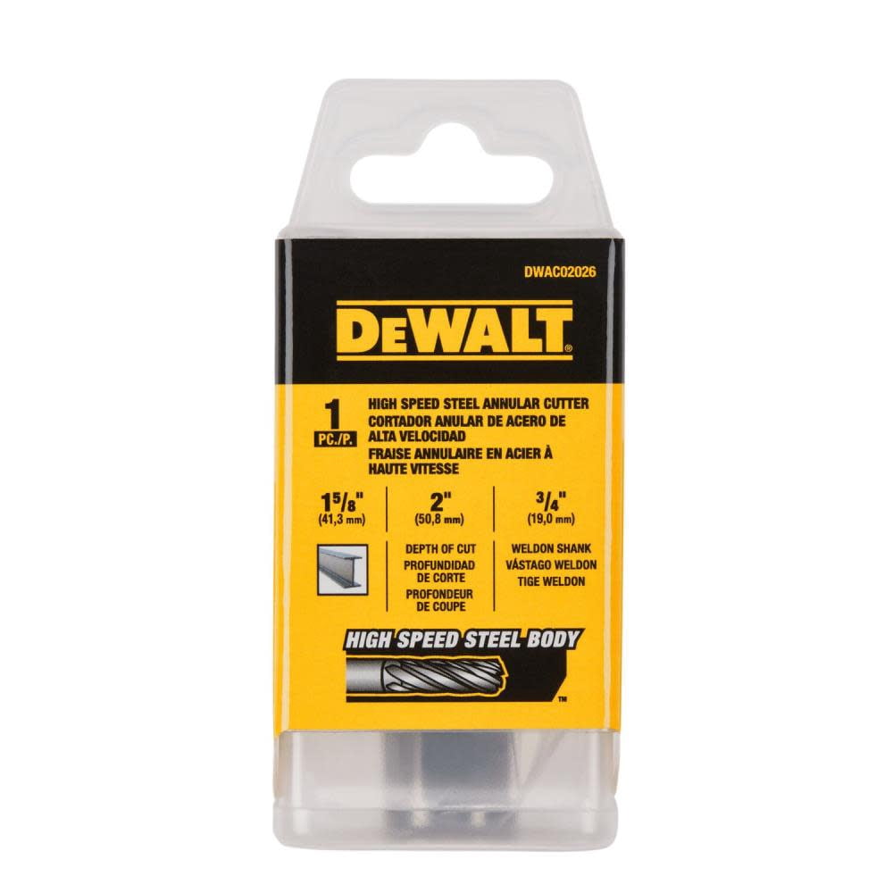 Dewalt Annular Cutter 1 5/8" X 2" Hss 3/4" Weldon