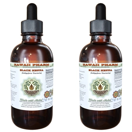 Black Henna (True Indigofera tinctoria) Glycerite, Powder Alcohol-Free Liquid Extract, True Indigo, Glycerite Herbal Supplement 2x4 oz