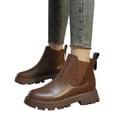 thumbnail image 4 of PEASKJP Bottines Chelsea pour Femmes Bout Rond Amande Talon Bas Élastique Cheville, Marron 40, 4 of 5