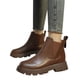 thumbnail image 3 of NECHOLOGY Botas Mujer Adulto Femenino Zapatos Botines para mujer mujer Color sólido cómodo deslizamiento en tacones cuadrados cuero Artificial botines cortos zapatos de punta redonda (Brown, 7), 3 of 7