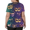 thumbnail image 3 of Mardi Gras Scrub Tops for Women Mask Print V Neck Sequins Scrubs Carnival Glitter Short Sleeve Gold Uniform with Pockets, 3 of 5