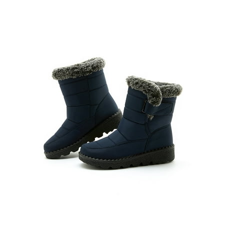 

Kesitin Womens Wear Resistant Magnetic Winter Shoes Cold Weather Comfortable Lightweight Flat Fuzzy Booties Blue 7