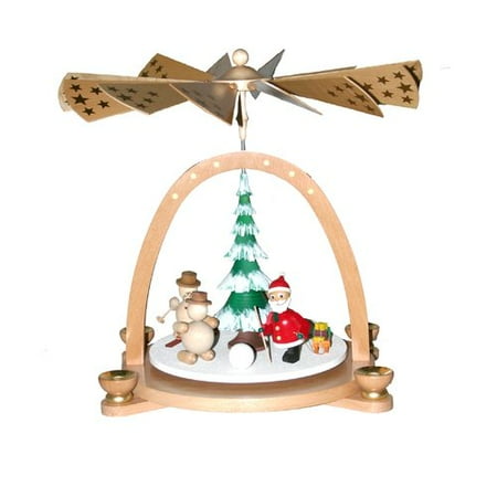 Richard Glaesser Wood Snowmen Pyramid Canlde Holder