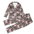 thumbnail image 4 of HNMKIU Girls Cozy Animal Print Sleepwear Two-Piece Set for Kids with Bow Detail Lightweight Loungewear for Home Relaxation and Everyday Comfort Khaki,7-8 Years, 4 of 4