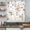 thumbnail image 5 of Brown Grey Floral Spring Sheer Curtains 54 Inches Long, Watercolor Botanical Butterfly Light Filering Curtains, Breathable Simi Curtain Privacy Drapes for Kitchen Bathroom Small Window Treatment, 5 of 9