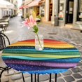 thumbnail image 3 of Abstract Rainbow Wave Elastic Fitted Round Table Cover Colorful Stripes Waterproof Outdoor Tablecloth for Holiday Party, Picnic, Patio & Dining Fits Tables Up to 36"-44", 3 of 8