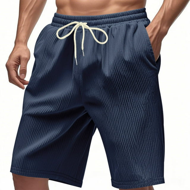 pstuiky Pantalones cortos deportivos, Pantalones cortos rectos de verano para hombre, de color liso, informales, con bolsillo y cordón, a la moda Pantalones cortos deportivos para hombre