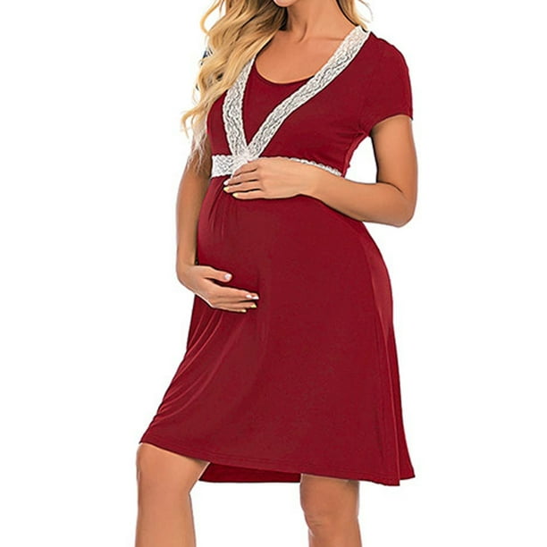 Women's Maternity Nursing Sleepwear Dress Robe 2PCS Set Pregnancy  Breastfeeding Bathrobes Nightgowns