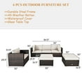 thumbnail image 4 of Costway 6PCS Patio Rattan Furniture Set Cushion Sofa Coffee Table Ottoman White, 4 of 11