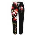 thumbnail image 4 of Zhuashum Women Sweatpants Christmas Color Match Cartoon Print Bottom Sweatpants High Waist Sporty Gym Athletic Fit Jogger Trousers With Pockets Casual Wear Green S, 4 of 4