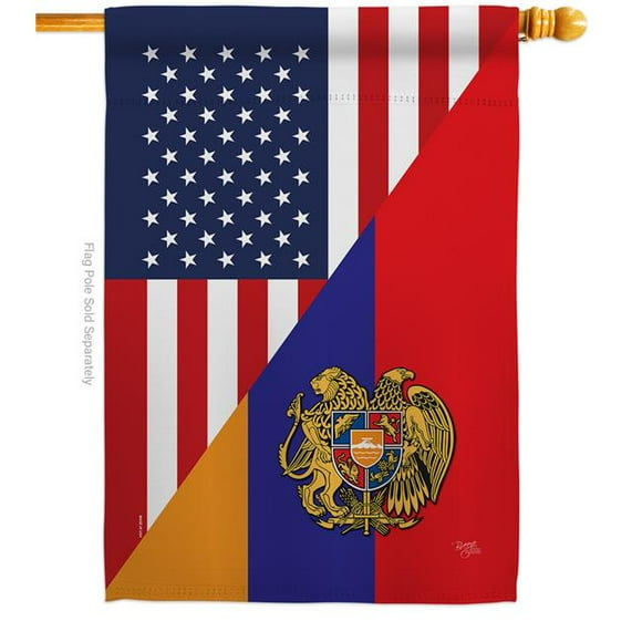 Armenia US Friendship House Flag Regional Nationality 28 x 40 in. Double-Sided Decorative Vertical Flags for Decoration Banner Garden Yard Gift