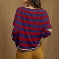 thumbnail image 5 of HKEJIAOI Hauts à Manches Longues Mignons pour Femmes Imprimé Rayé Col Rond Hauts pour Femmes 2024 Longues Queues Automne et Hiver Chemise Rouge, 5 of 5