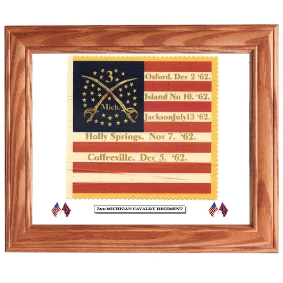Framed, 34 Star Civil War American Flag...3rd Michigan Cavalry Regiment. Patriotic Wall Decor, Wall Art.
