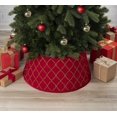 thumbnail image 1 of New Traditions Collar de árbol de Navidad de terciopelo rojo con estampado de cuatrifolio con purpurina dorada – Banda de soporte de tela de 26 pulgadas de diámetro para árboles artificiales y natural, 1 of 1