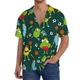 thumbnail image 3 of Vsdgher Sport Monster Print Men's Wrinkle Free Untucked Cuban Shirt Business Casual Button Down Shirts Short Sleeve Shirt, 3 of 7
