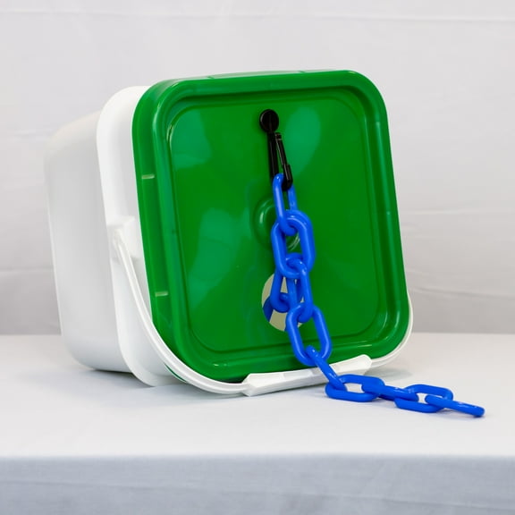 2" x 65' Blue Heavy Duty Plastic Safety Chain - Pail
