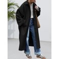 thumbnail image 2 of Womens Long Trench Coat Single Breasted Oversized Windproof Classic Lapel Fall Overcoat, 2 of 6
