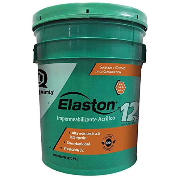 Impermeabilizante Acrílico ELASTON PLUS 12 Años Blanco 19 l – Alta Protección Triple Acción