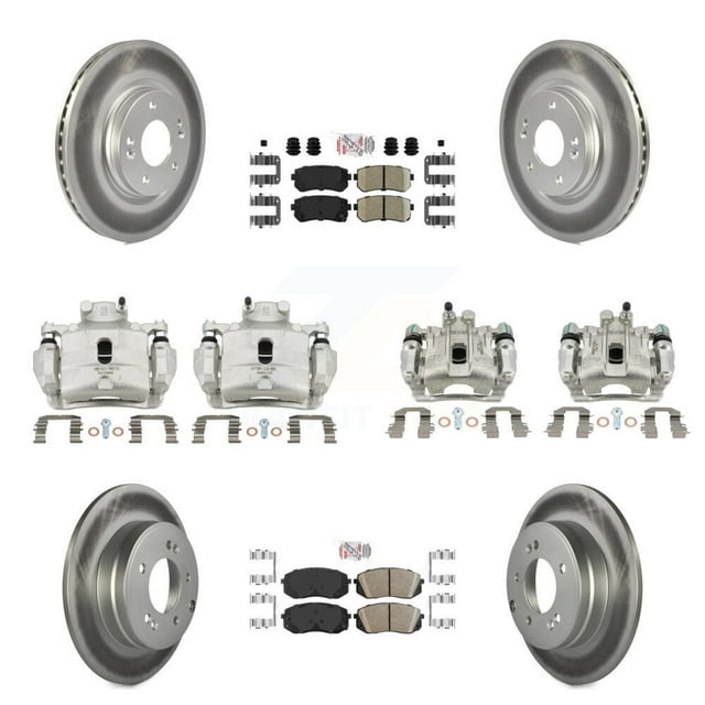 Transit Auto Front Rear Disc Brake Caliper Coated Rotors and Ceramic Pads Kit (10Pc) for Car 2016 Hyundai Sonata 2.0L with GAS engine with Manual Parking KCG-102216N