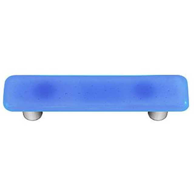 Hot Knobs HK1028-PA Light Sky Blue Rectangle Glass Cabinet Pull - Aluminum Post