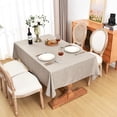 thumbnail image 3 of Fitable Faux Linen Tablecloths Rectangle 60 x 144 Inch - 2 Pack Neutral Table Clothes for 10 Foot Tables, Nature Faux Burlap Kitchen Table Covers for Dining, Party, Farm, 3 of 8