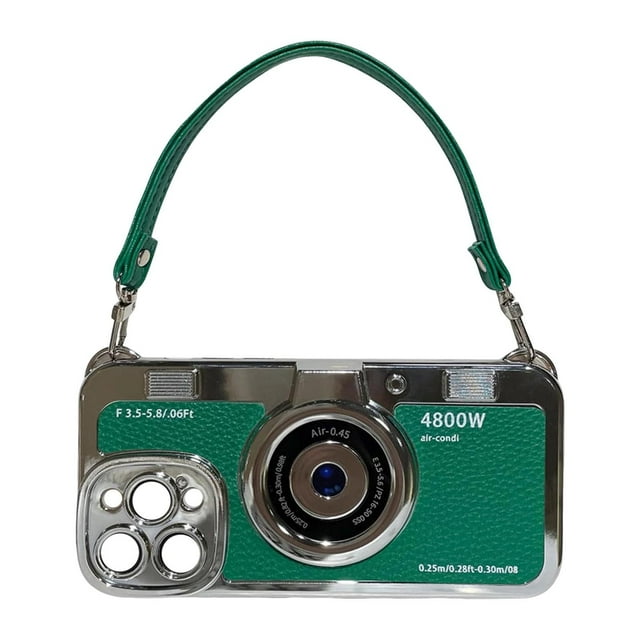GUANGHONG Electroplated Camera Phone with Hand Strap Vintage Style Camera Design Phone for IPhone 14 13 12 11 Pro Max
