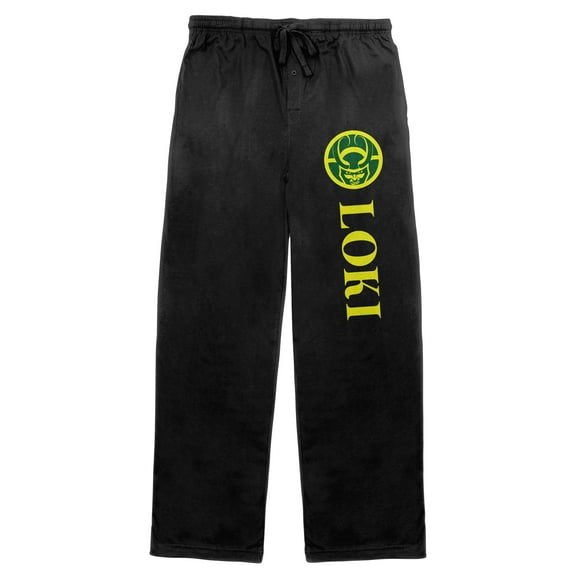 Marvel Comics Presents Loki Logo Men's Black Sleep Pajama Pants-XXL