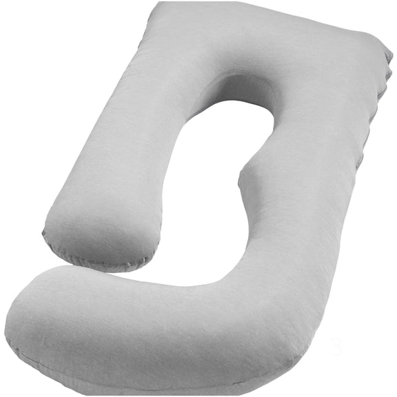 Gray G-Shaped Full Body Support Pillow, Soft Breathable Fabric for Cozy Bedroom Rest