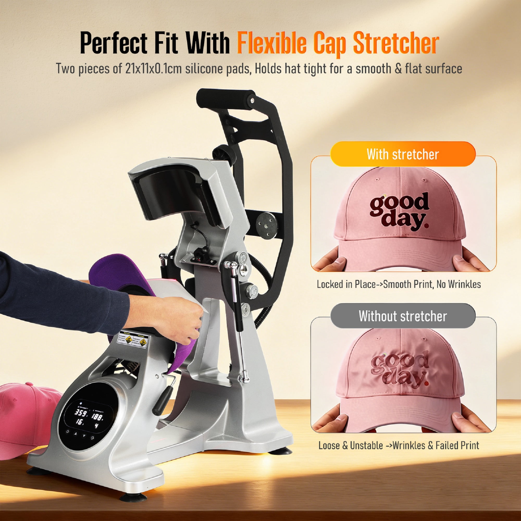PartyKindom Grey Cap Heat Press Machine for Crafting Use - Efficient Magnetic Auto Operation