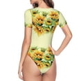 thumbnail image 4 of The Xecao Sunflowers On A Yellow Background Women's Crew Neck Body Suit, a short-sleeved bodysuit and basic swimsuit, both comfort and style for dating and daily life, 4 of 9
