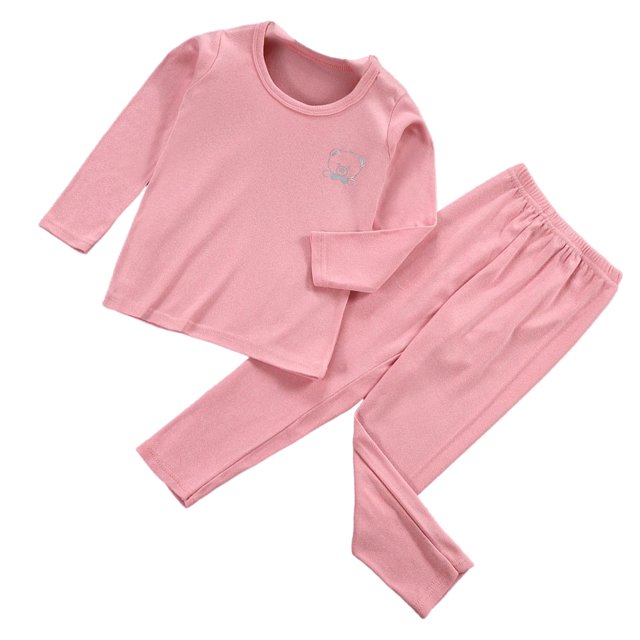 Qarigey Ropa interior térmica para niños, ropa interior elástica de manga larga con cuello para otoño e invierno, ropa interior para el hogar Pijama Rosado 90cm Qarigey AP013185-11