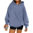 thumbnail image 2 of Sudaderas con Capucha de Gran Tamaño para Mujer, Sudaderas Cómodas, Conjuntos de Moda de Otoño, Blusas Casuales, Ropa de . Azul Agua M, 2 of 6