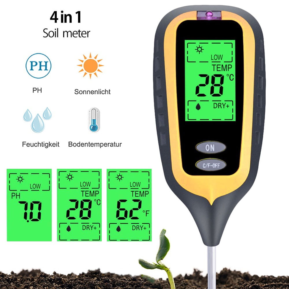 Indoor/Outdoor Use Soil PH Value and Sunlight Intensity Tester 3 in 1 Hydrometer for Garden Farm Plant Soil Survey Instrument Moisture Monitor