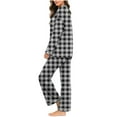 thumbnail image 5 of Womens Sleepwear Summer Plaid Print Lightweight Sleepwear with Pants Casual Crew Neck Long Sleeve Pajamas Womens Summer Pajamas, 5 of 7
