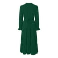 thumbnail image 5 of felwors Long Sleeve Dress for Women 2025 Fall V Neck Tiered Spring Elegant Modest Flowy Wedding Guest Maxi Dresses Dark Green, XL, 5 of 5