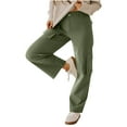 thumbnail image 2 of Htigea Womens Pants Wide Leg Cargo Pants Women High Waisted Pants with 6 Pockets Stretchy Y2K Streetwear Casual Trousers Today Sales Army Green,L, 2 of 7