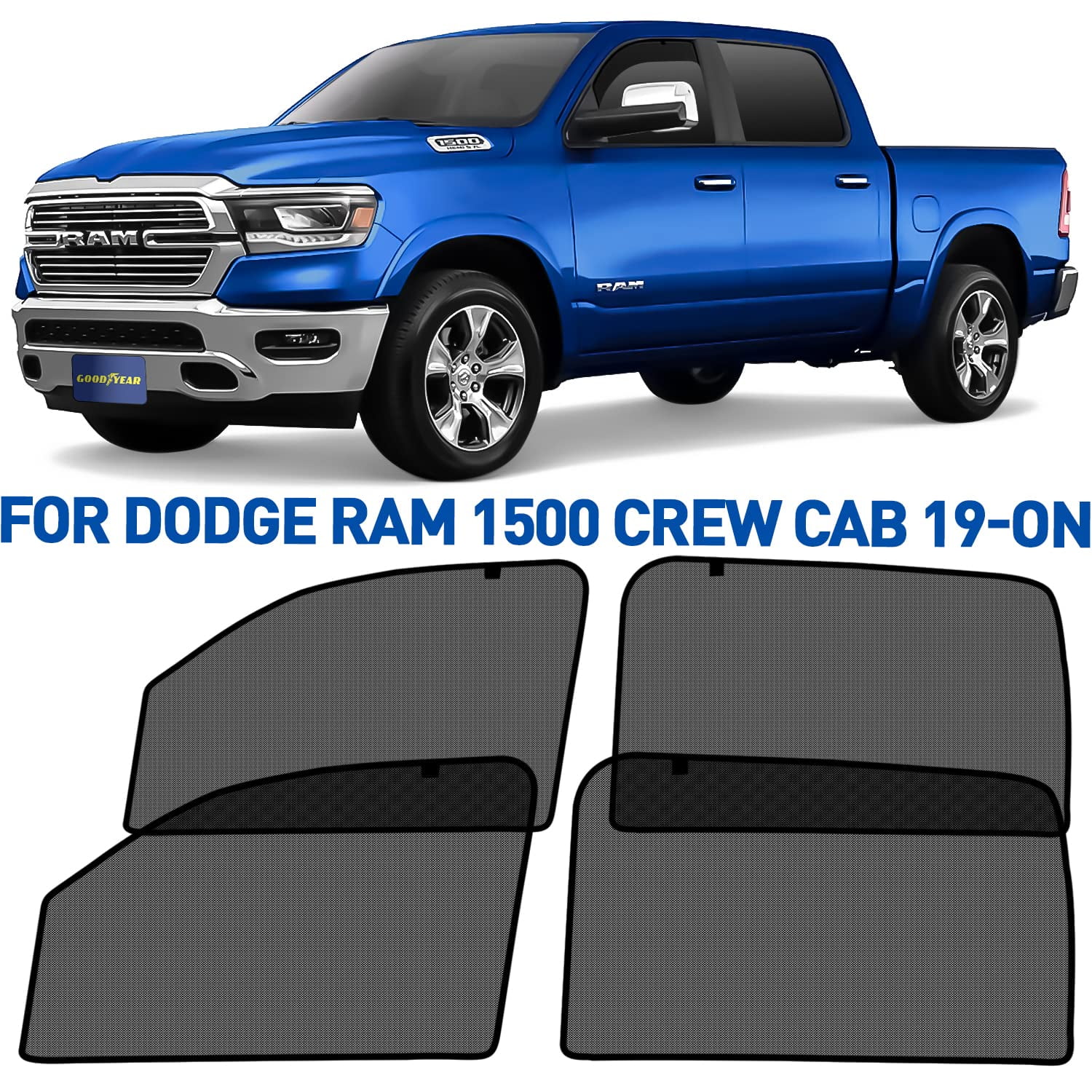 Car Window Sunshade for Dodge Ram 1500 20192023 Crew Cab