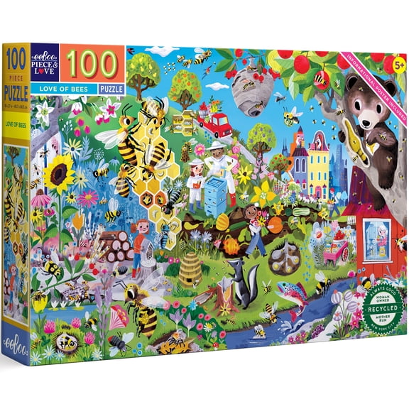 eeBoo Love of Bees 100 Piece Jigsaw Puzzle/ ages 5 