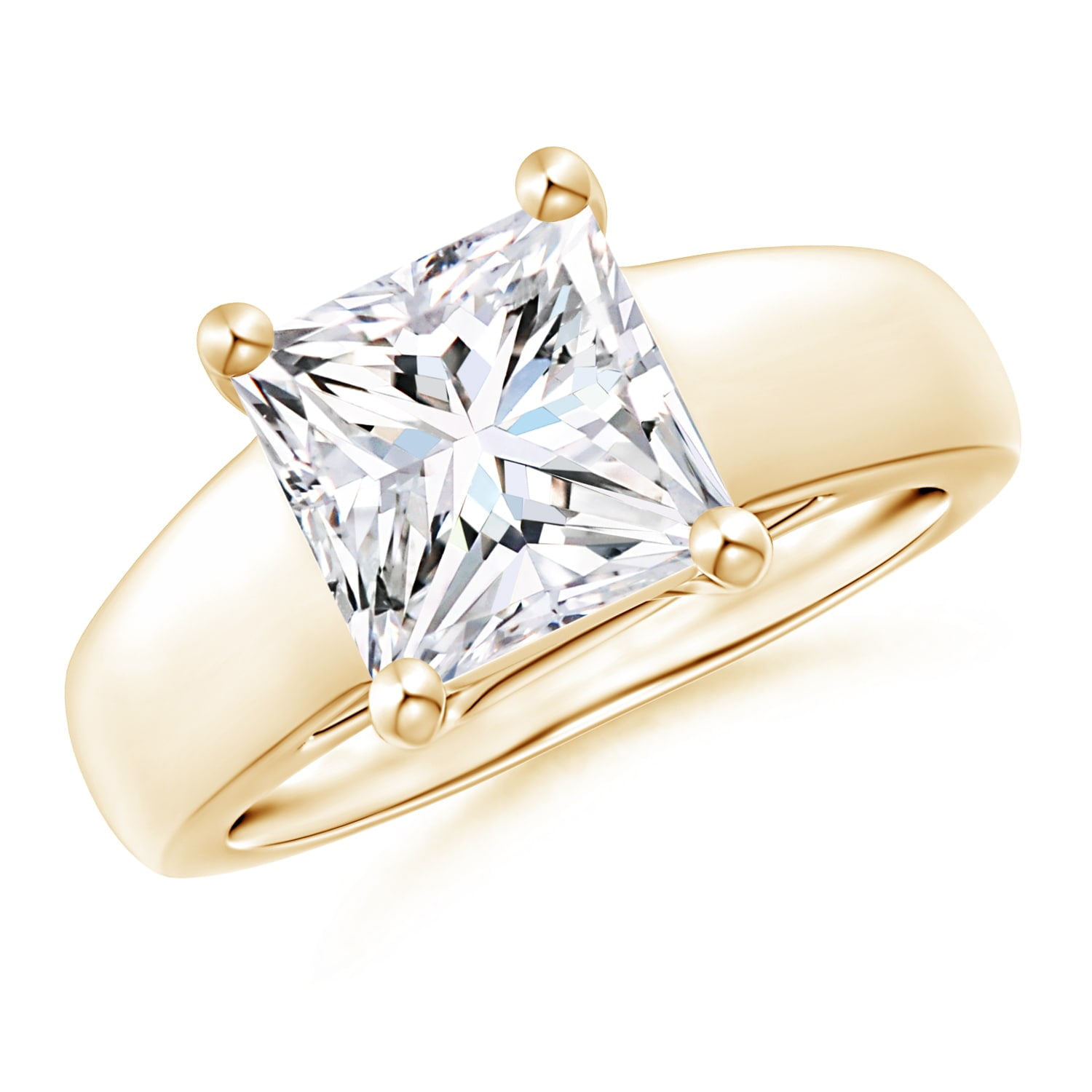 Angara Square Moissanite Solitaire Engagement Ring in 14K Yellow Gold