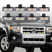 8pcs 2-LED 12V Car Truck Grille Dash Emergency Warning Hazard Strobe Light Bar Kit (4X Amber + 4X White)