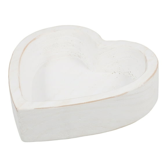 HEALEEP White Wood Heart Shaped Serving Tray MultiFunction Food Platter for Kitchen Use 15.5x15.5 Inches