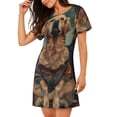 thumbnail image 2 of Zufioo Tree Meditating Golden Retriever Print Women's Nightgown, Round Neck Short-sleeved Pajamas, Home Wear Suitable for Home and Outing, 2 of 6