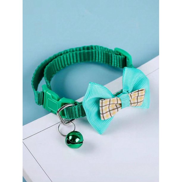 1pc Plaid Bowknot & Bell Cat Collar Or Dog Necklace, With Leash Hook And Bow Tie