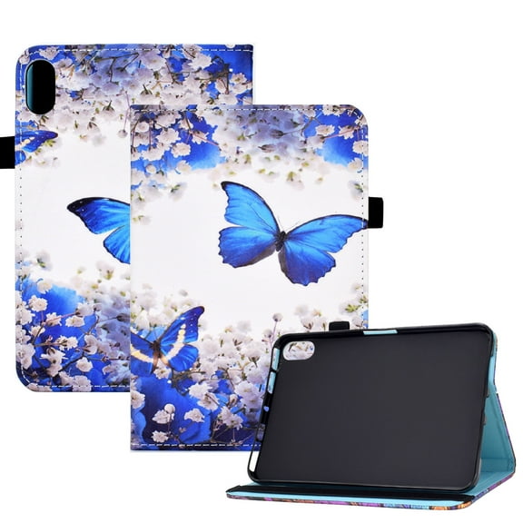 Dteck Case For iPad 10th Generation 10.9 inch 2022,Smart Pattern Leather Card Holder Wallet Case Shockproof Silicone Kickstand Cover with Elastic Strap,Butterfly