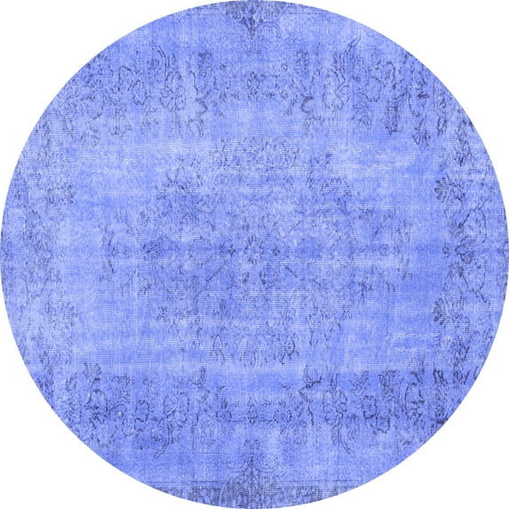 Ahgly Company Machine Washable Indoor Round Persian Blue Bohemian Area Rugs, 4' Round